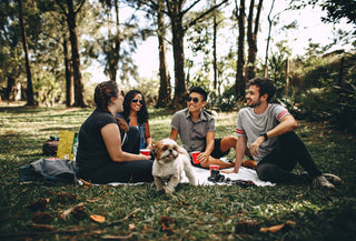 friends hanging out in the park planning fun things to do while high